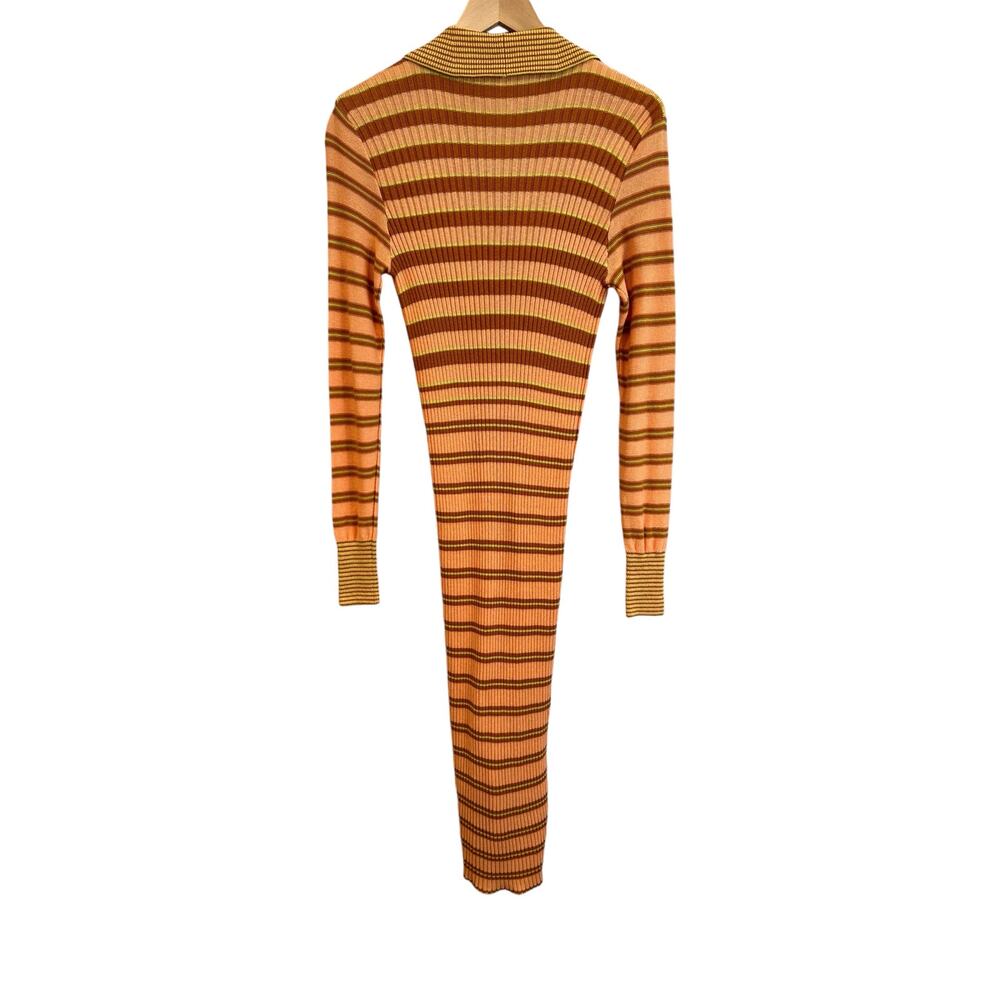 NEW Free People Vista Cardi Orange Striped Ribbed Sweater Midi Dress Size Small - Picture 11 of 12